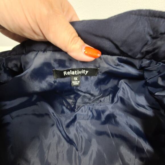 Relativity women's blue quilted zipper vest NWT Size 1X gorpcore cozycore - Picture 8 of 11